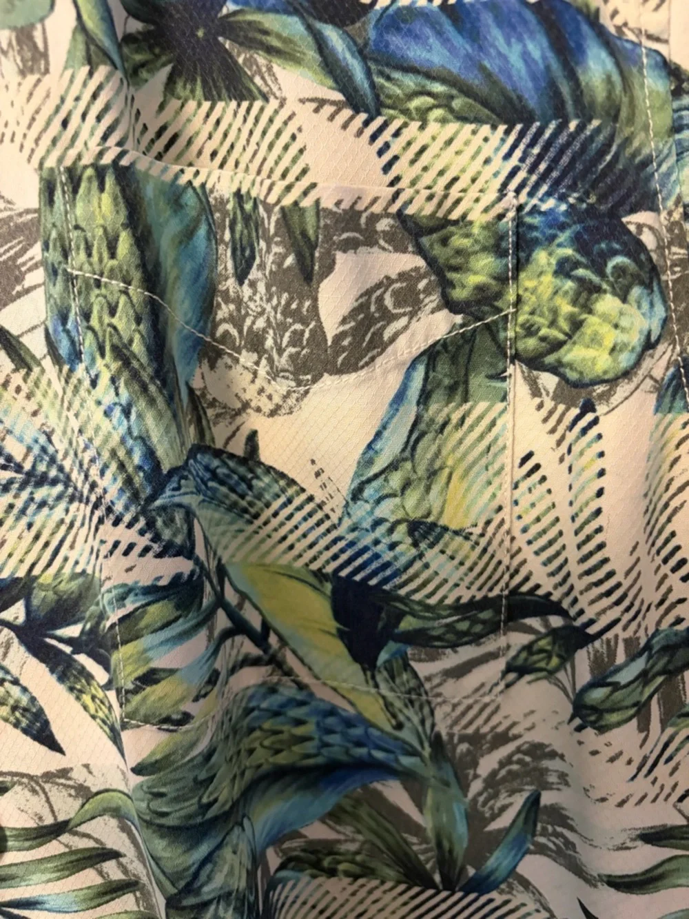 Tommy Bahama Short-Sleeve Tropical Leaf Button-Down Shirt - Green & Blue size M - Picture 5 of 7
